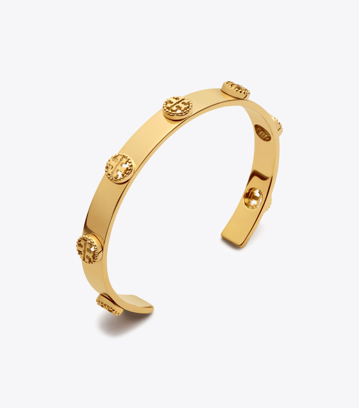 Tory Burch Gold Milgrain Logo Cuff Bracelet
