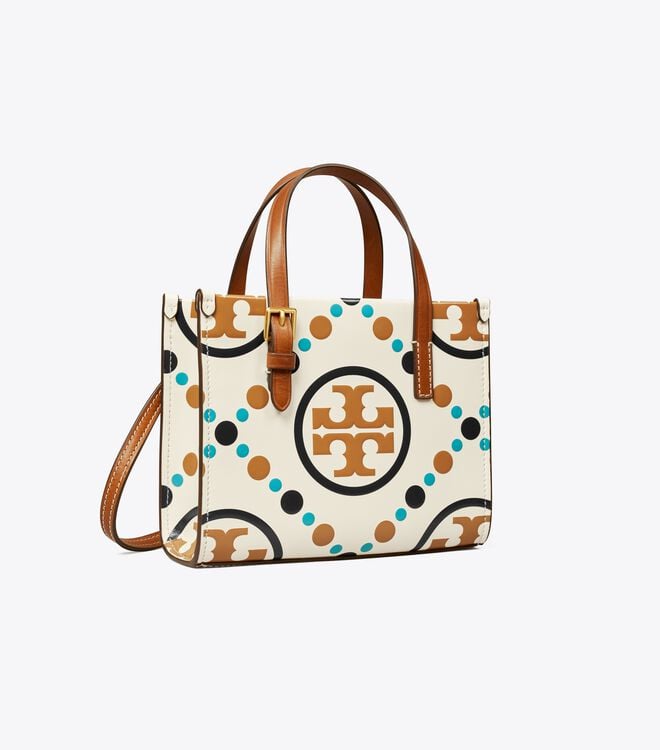 Tory Burch White Mini T Monogram Tote Bags