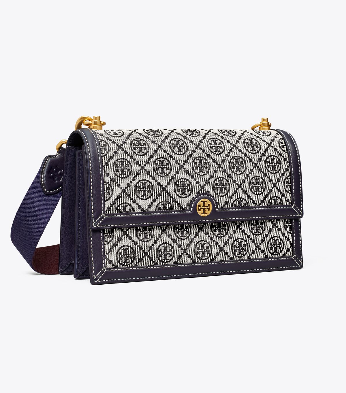 Tory Burch Navy T Monogram Shoulder Bags
