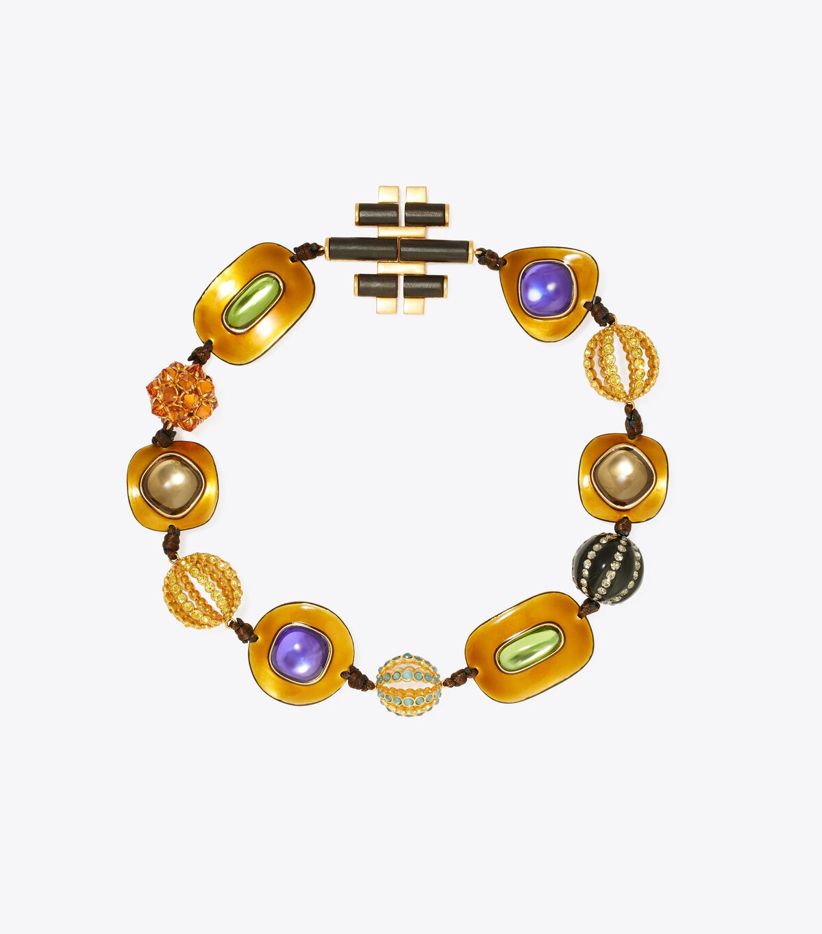 Tory Burch Brown Gold / Multicolor Roxanne Embellished Necklace