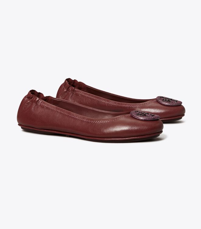 Tory Burch Claret Minnie Travel Pavé Ballet Flats