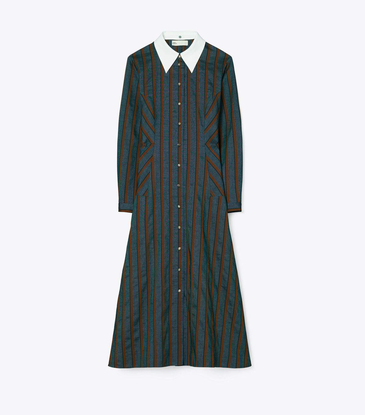 Tory Burch Dark Turquoise Striped Lightweight Canvas Dress
