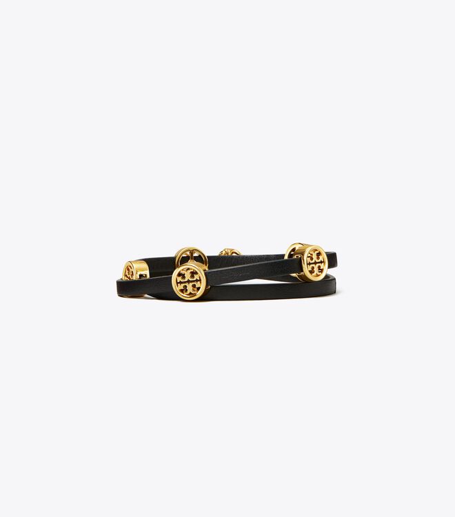 Tory Burch Gold / Black Miller Double-wrap Bracelet