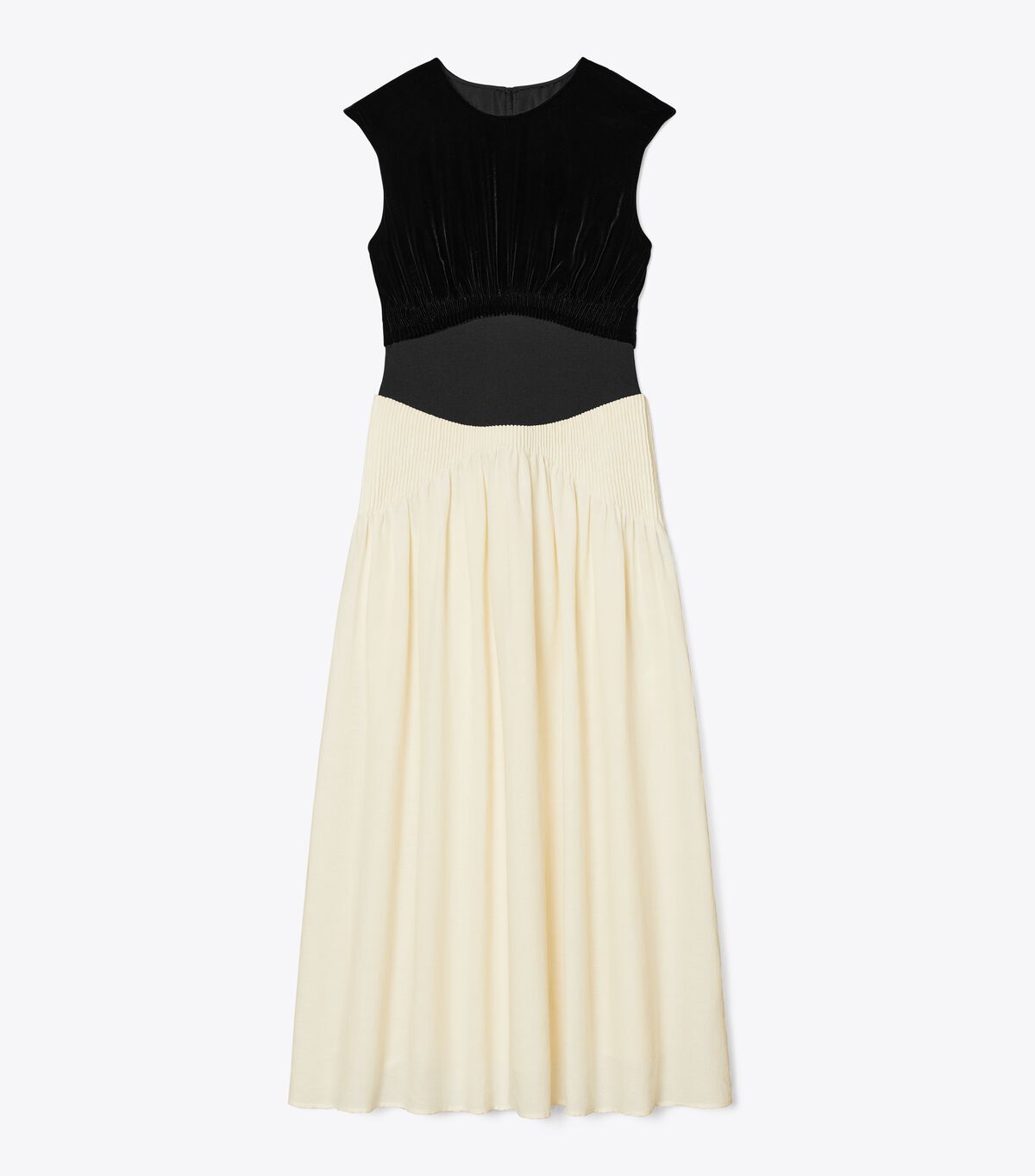 Tory Burch White Colorblock Pleated Dress