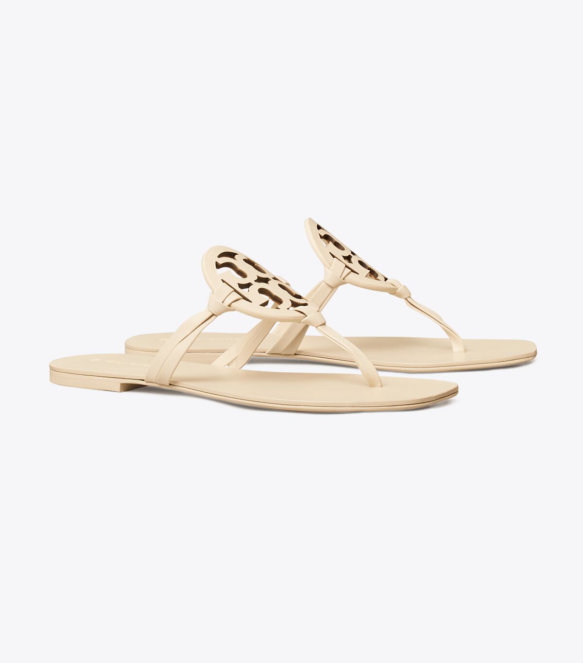 Tory Burch Cream Miller Square-toe Leather Sandals