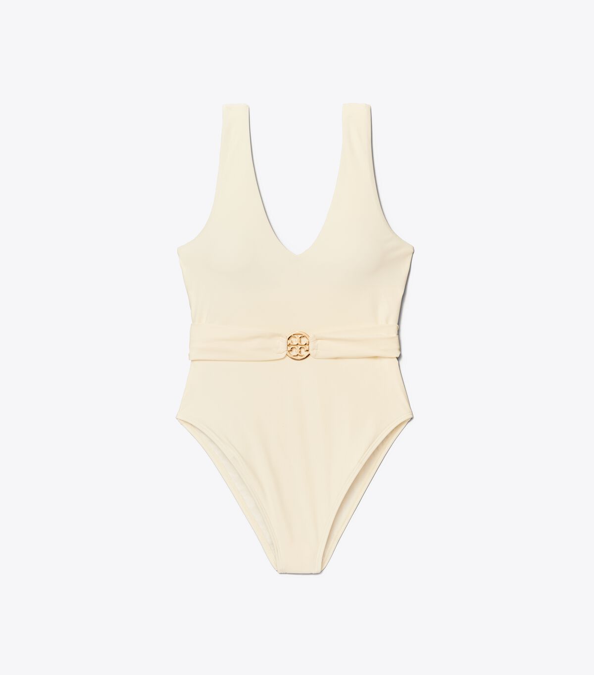 Tory Burch White Miller Plunge One-piece Swimsuits