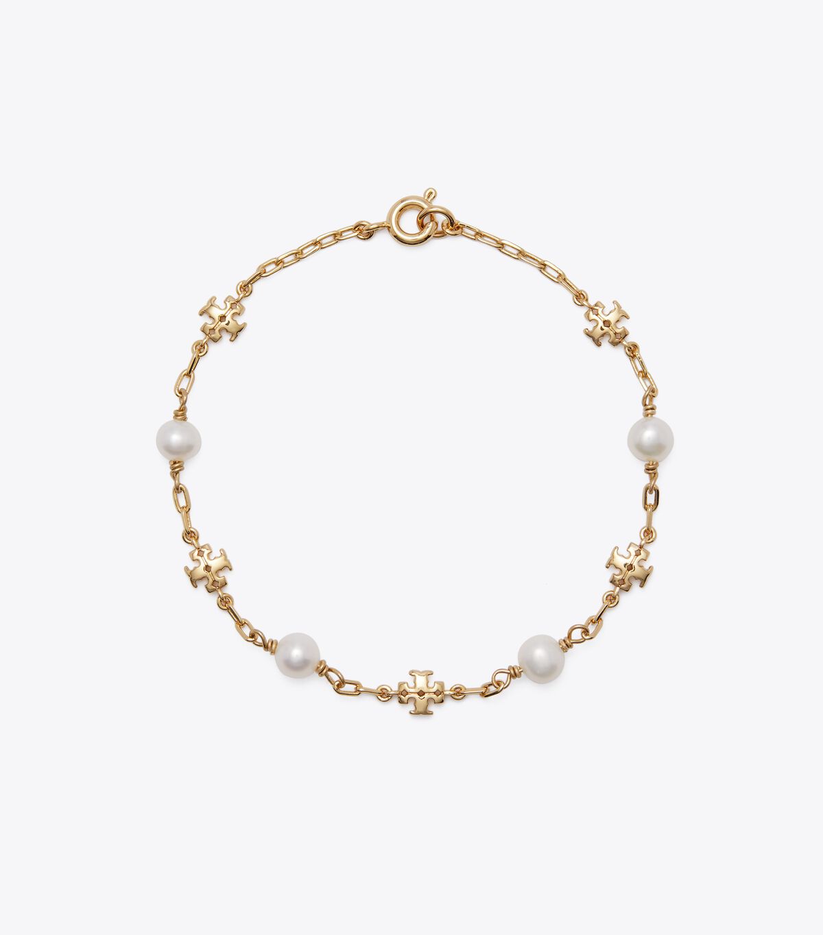 Tory Burch Gold / White Kira Pearl Chain Bracelet