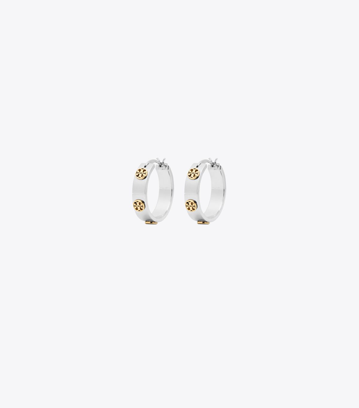 Tory Burch Silver / Gold Miller Stud Huggie Earrings