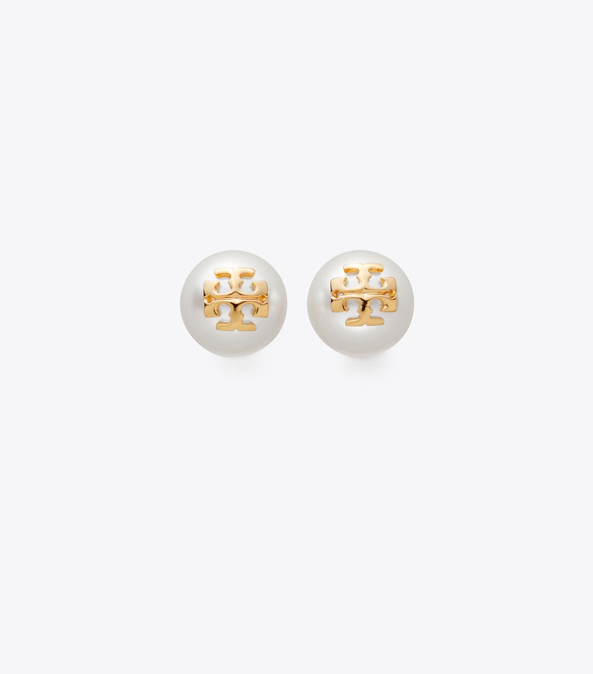Tory Burch White / Gold Crystal-pearl Stud Earrings