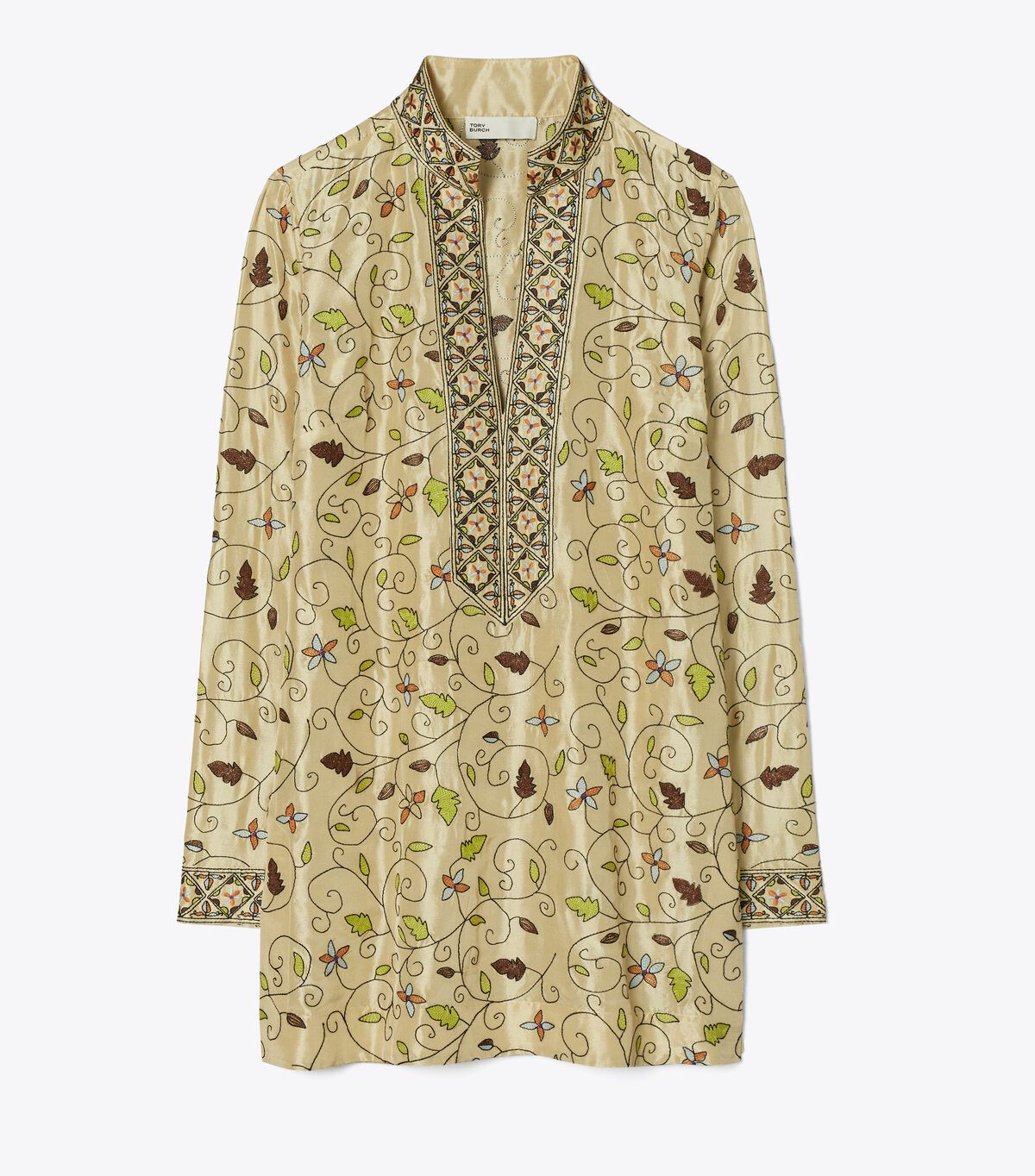 Tory Burch Khaki Embroidered Silk Bikini Tops