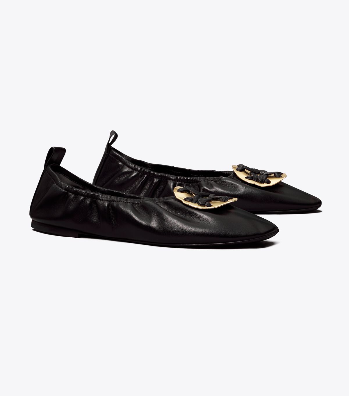 Tory Burch Black Woven Double T Ballet Flats
