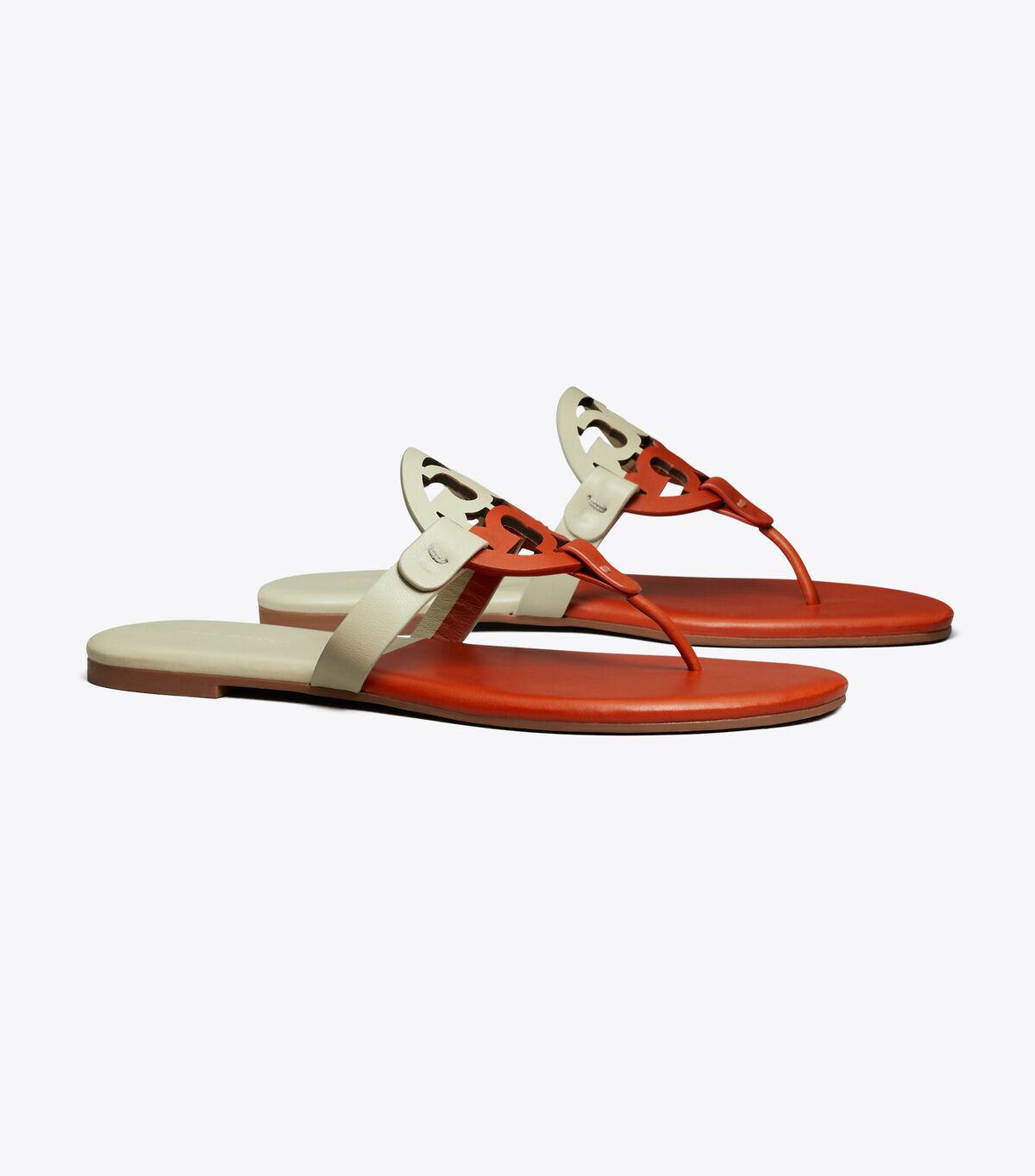 Tory Burch Brown / Deep Green Miller Soft Bicolor Leather Sandals