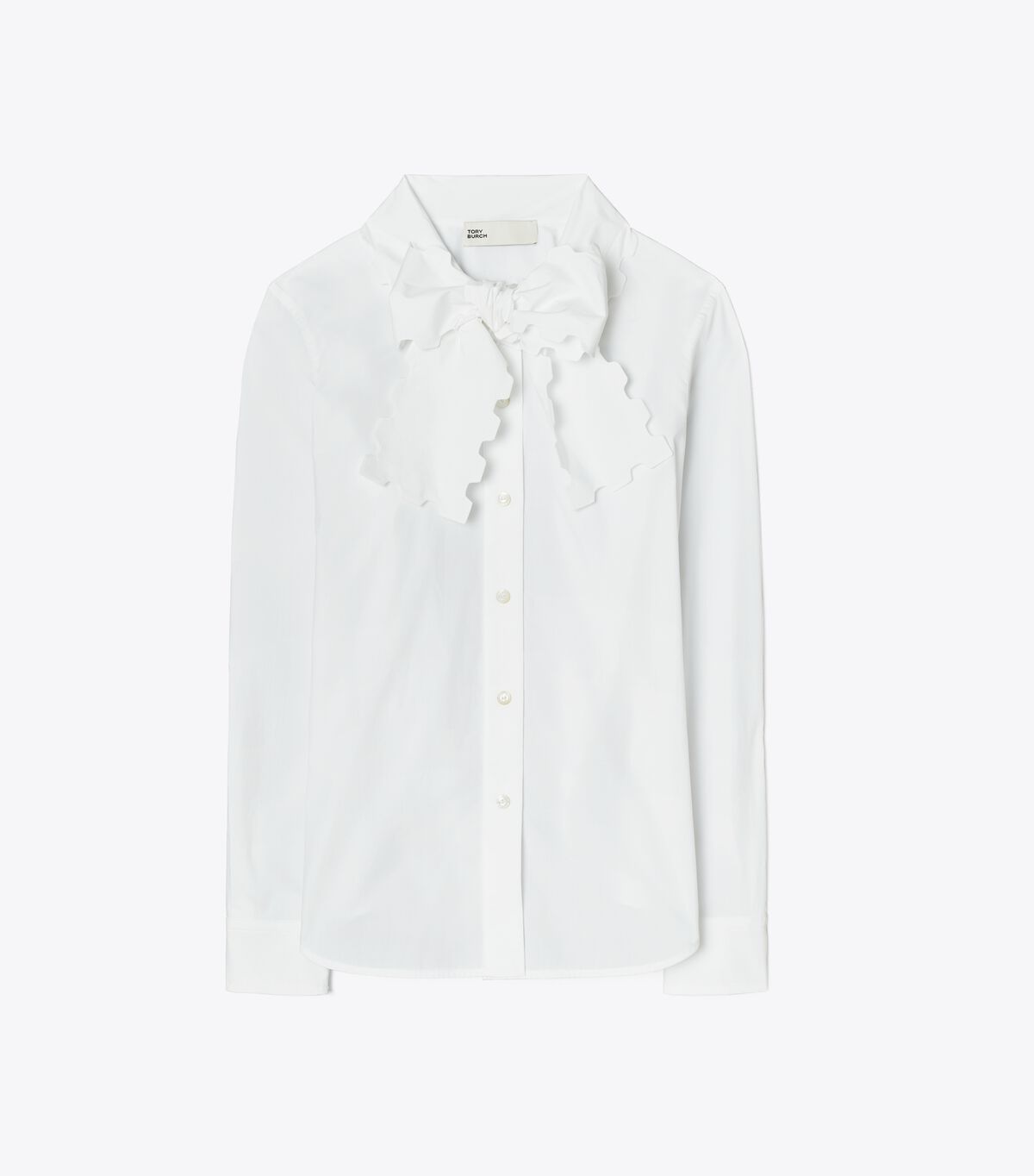 Tory Burch White Scalloped Poplin Blouse