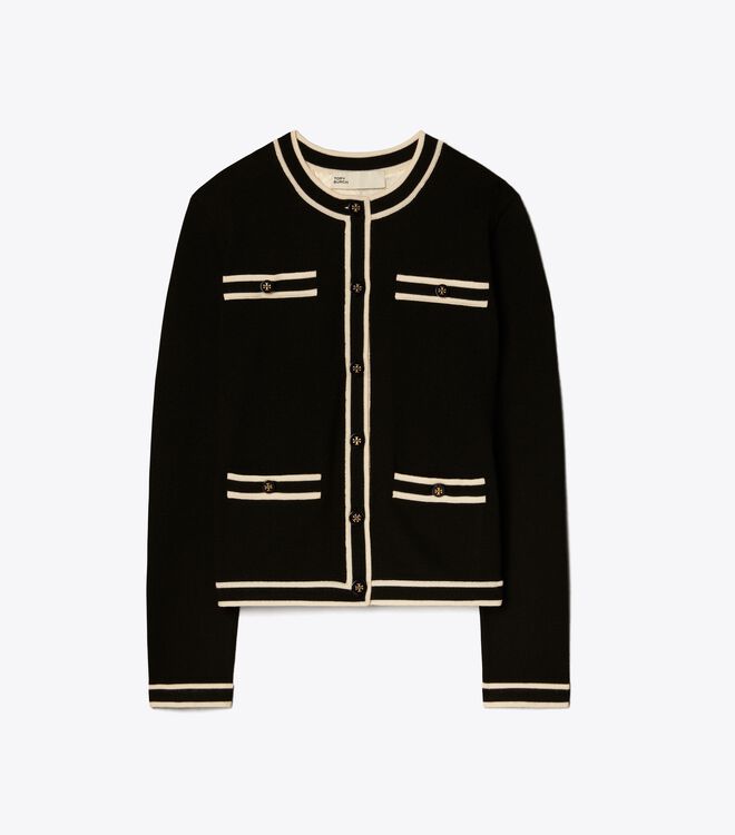 Tory Burch Black / Cream Kendra Cardigan