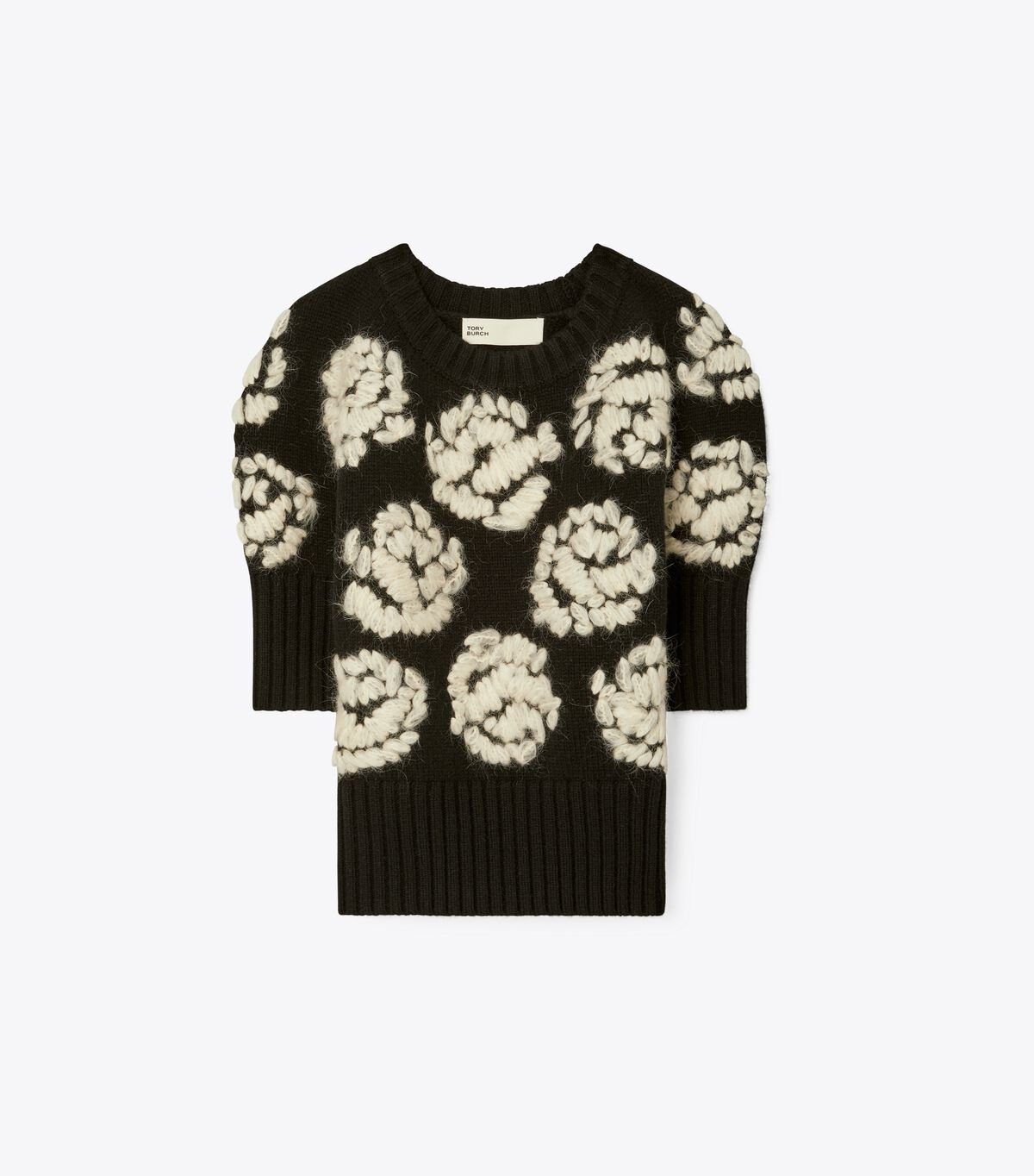 Tory Burch Black Rose-embroidered Sweaters