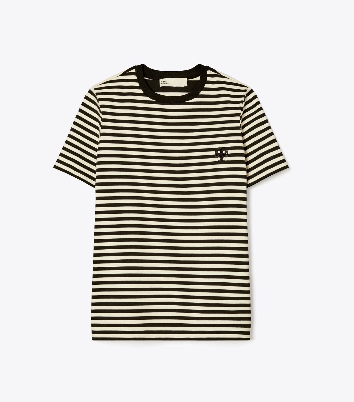 Tory Burch Black Embroidered Logo T Shirts