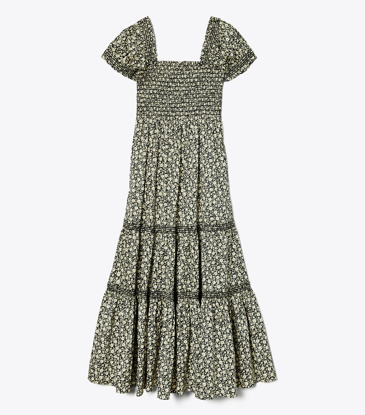 Tory Burch Black Smocked Midi Dress
