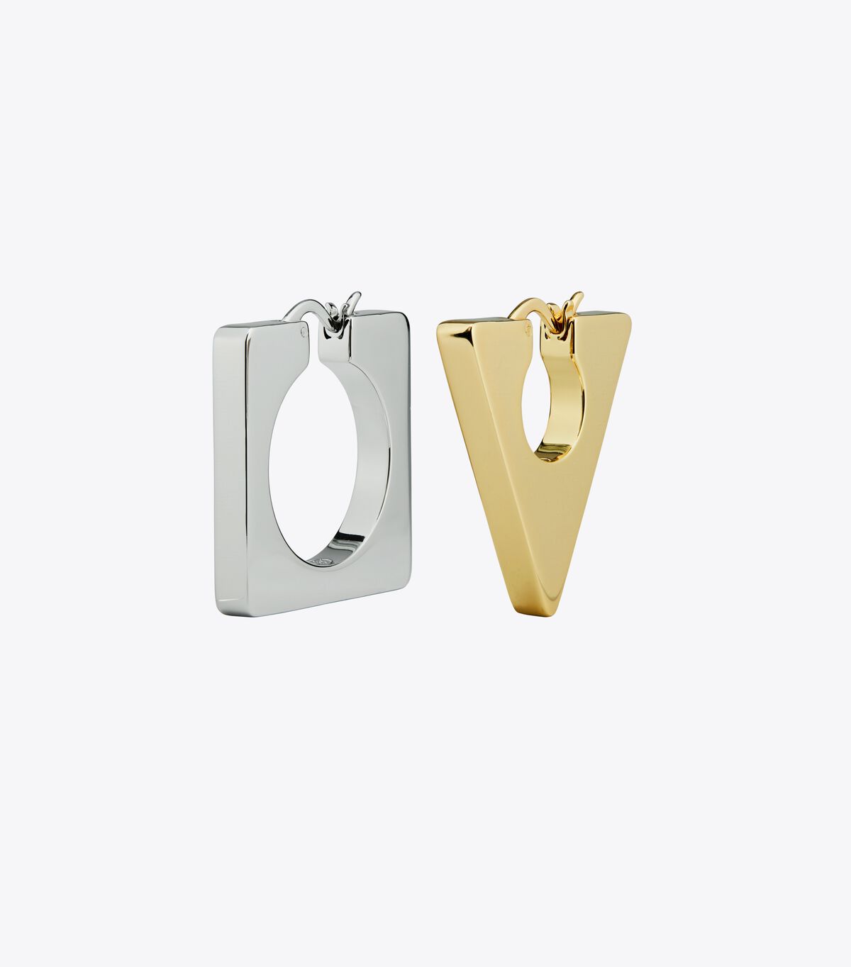 Tory Burch Silver / Gold Geo Hoop Earrings