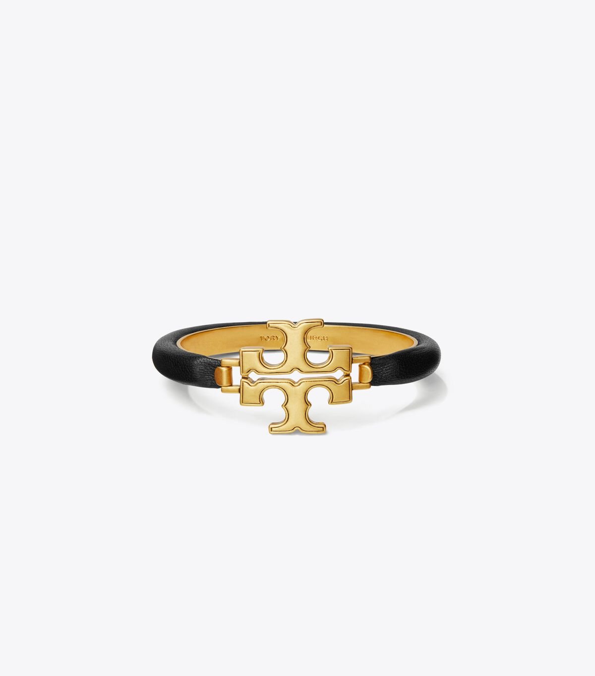 Tory Burch Gold / Black Eleanor Leather Hinged Bracelet