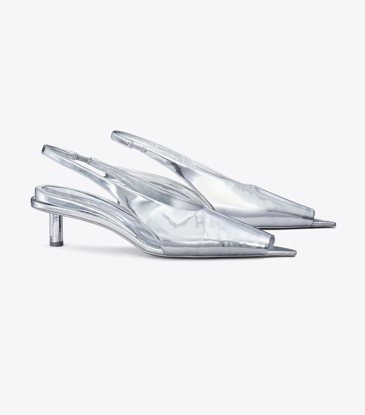 Tory Burch Silver Hidden Peep Toe Heels