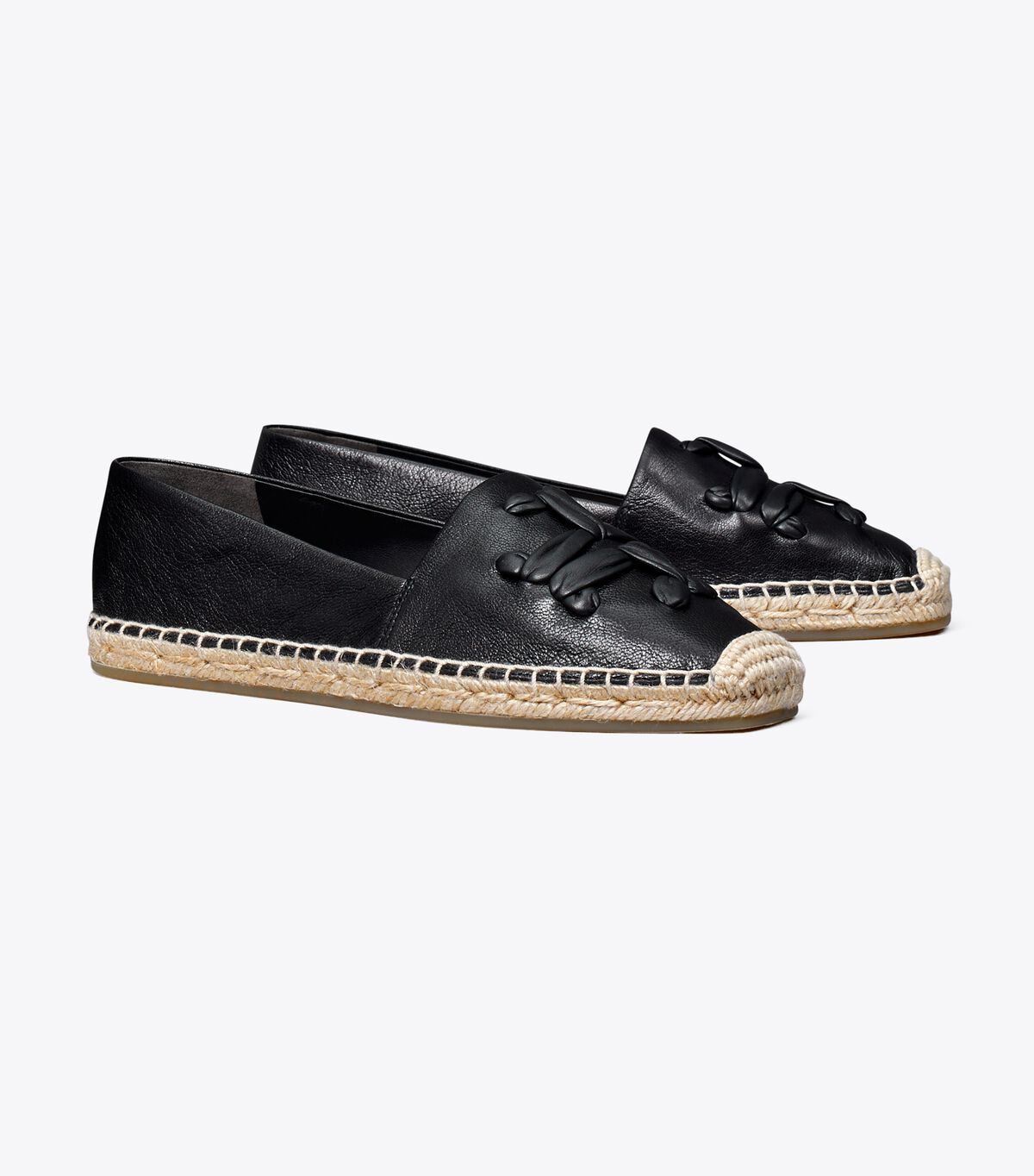Tory Burch Black Woven Double T Aline Ballet Flats