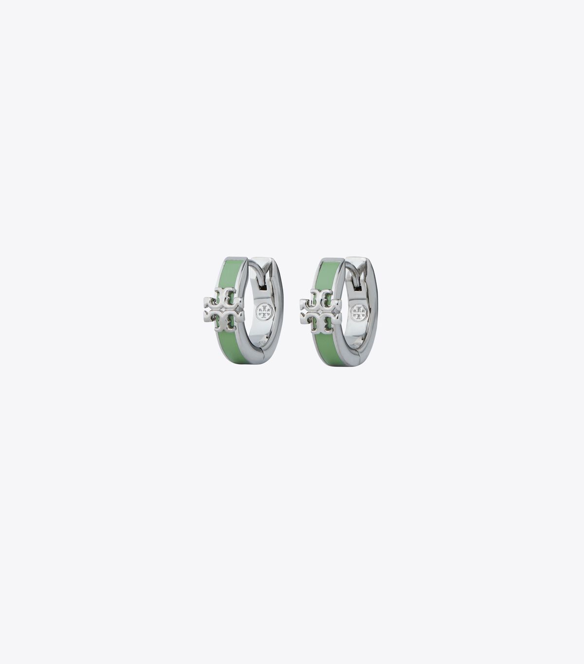 Tory Burch Silver Kira Enamel Huggie Earrings