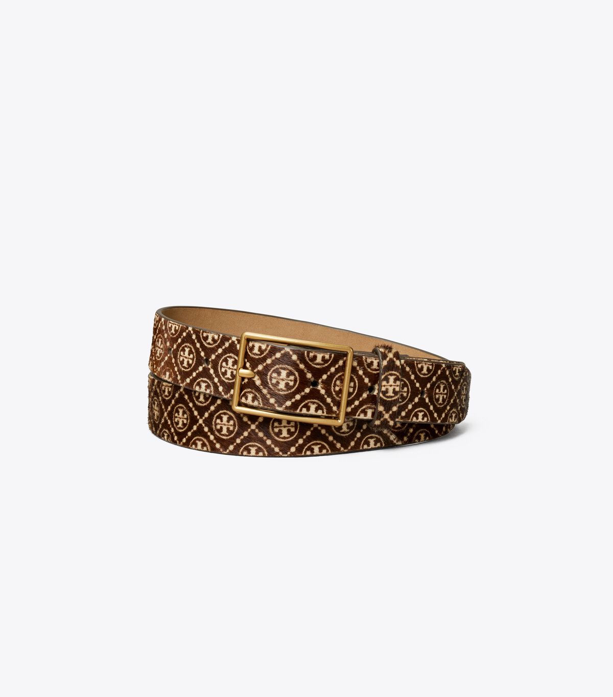 Tory Burch Gold / Light Blue 1 T Monogram Calf Hair Belts