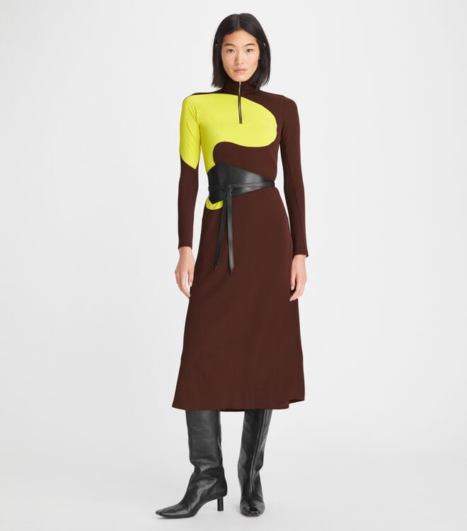 Tory Burch Brown Chocolate Colorblock Dress