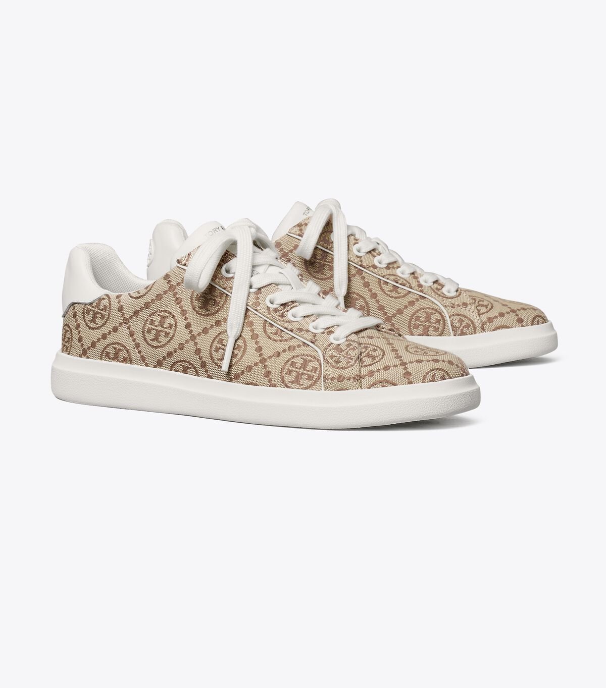 Tory Burch Brown / White T Monogram Howell Sneakers