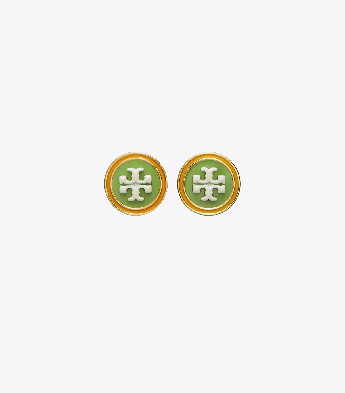Tory Burch Gold / Green / Yellow Kira Enamel Circle-stud Earrings