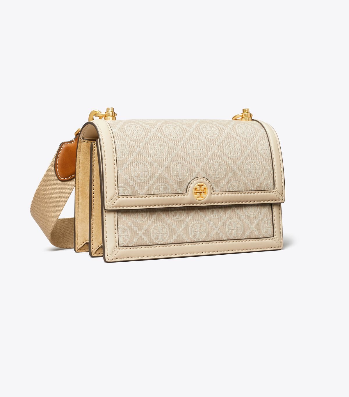 Tory Burch Beige Small T Monogram Shoulder Bags