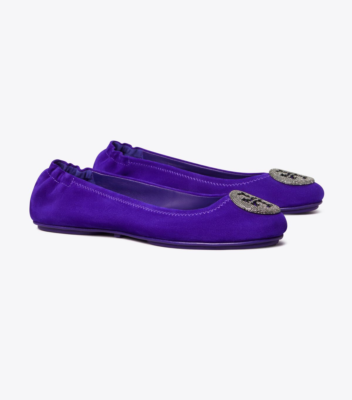 Tory Burch Deep Purple Minnie Travel Pavé Ballet Flats