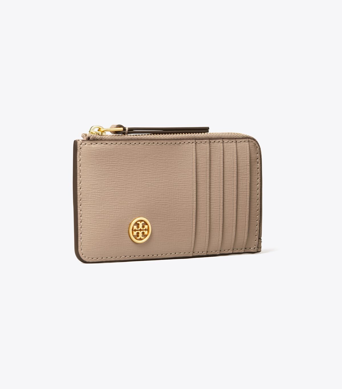 Tory Burch Grey Robinson Top-zip Card Case