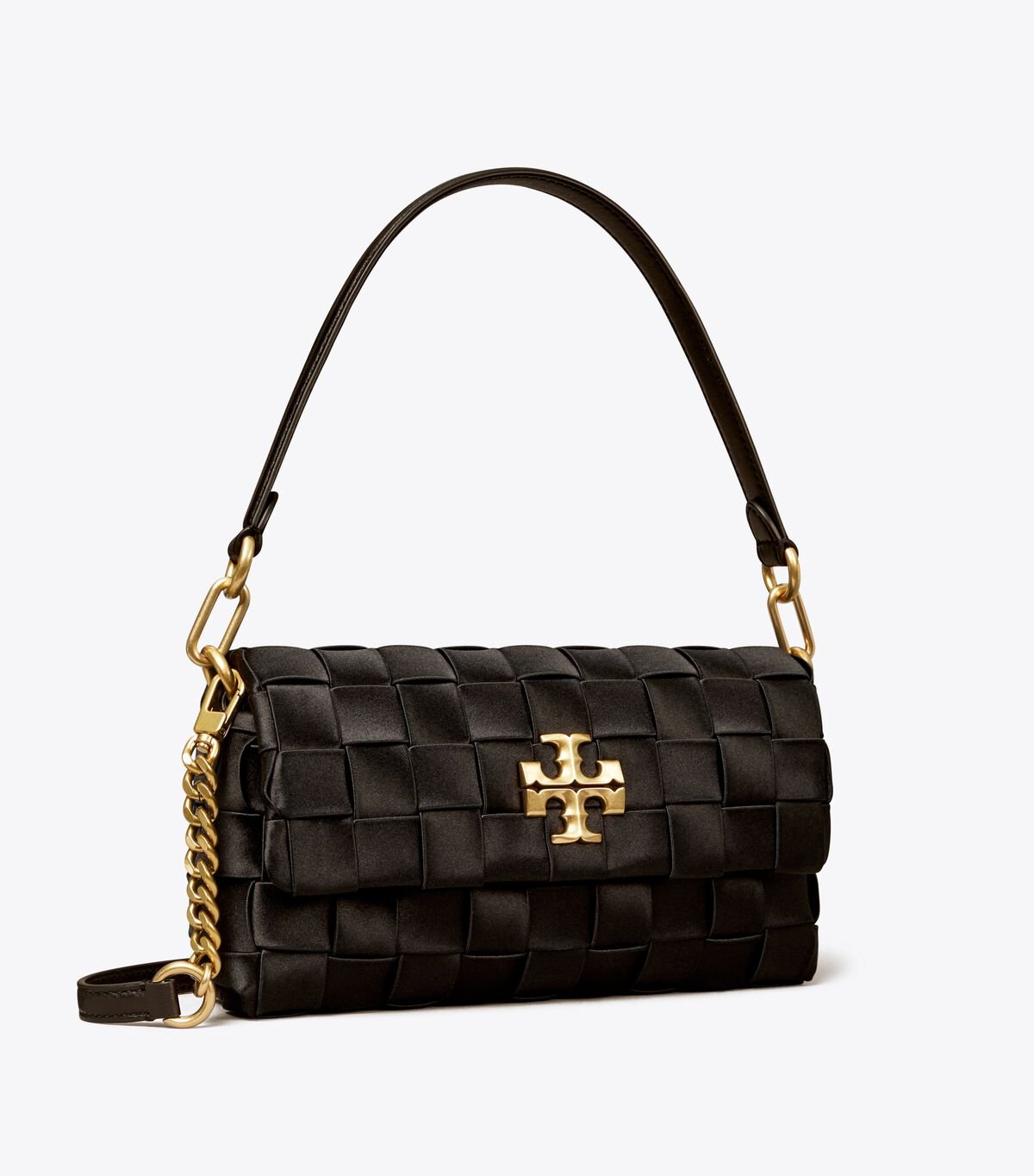 Tory Burch Black Small Kira Woven Flap Shoulder Bags