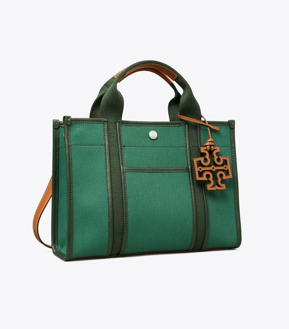 Tory Burch Deep Green Small Twill Tory Tote Bags