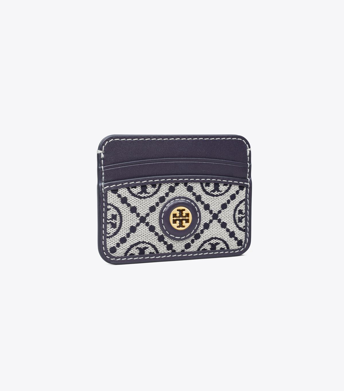 Tory Burch Navy T Monogram Jacquard Card Case