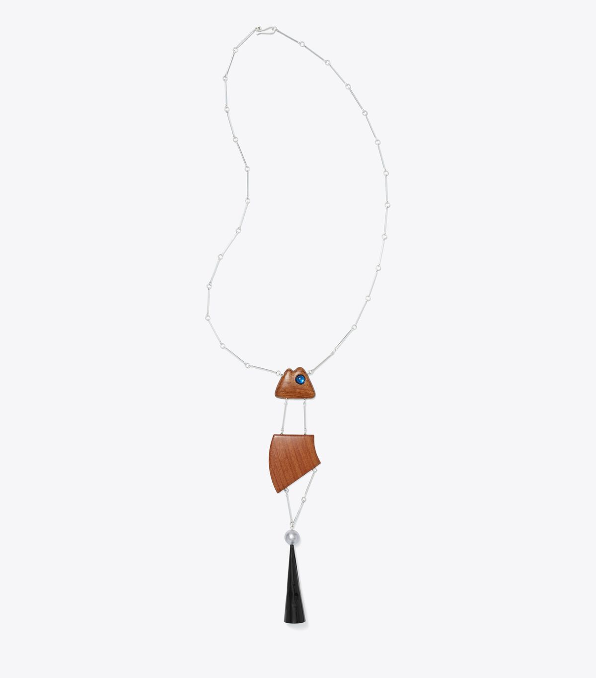 Tory Burch Silver Multicolor Geo Fish Necklace