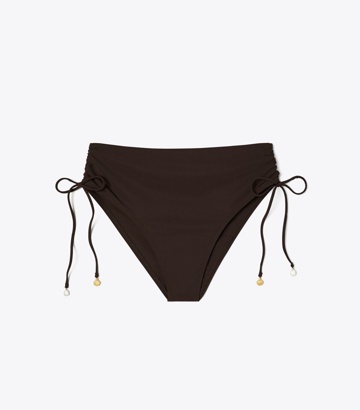 Tory Burch Chocolate High-waist Cinched Bikini Bottoms