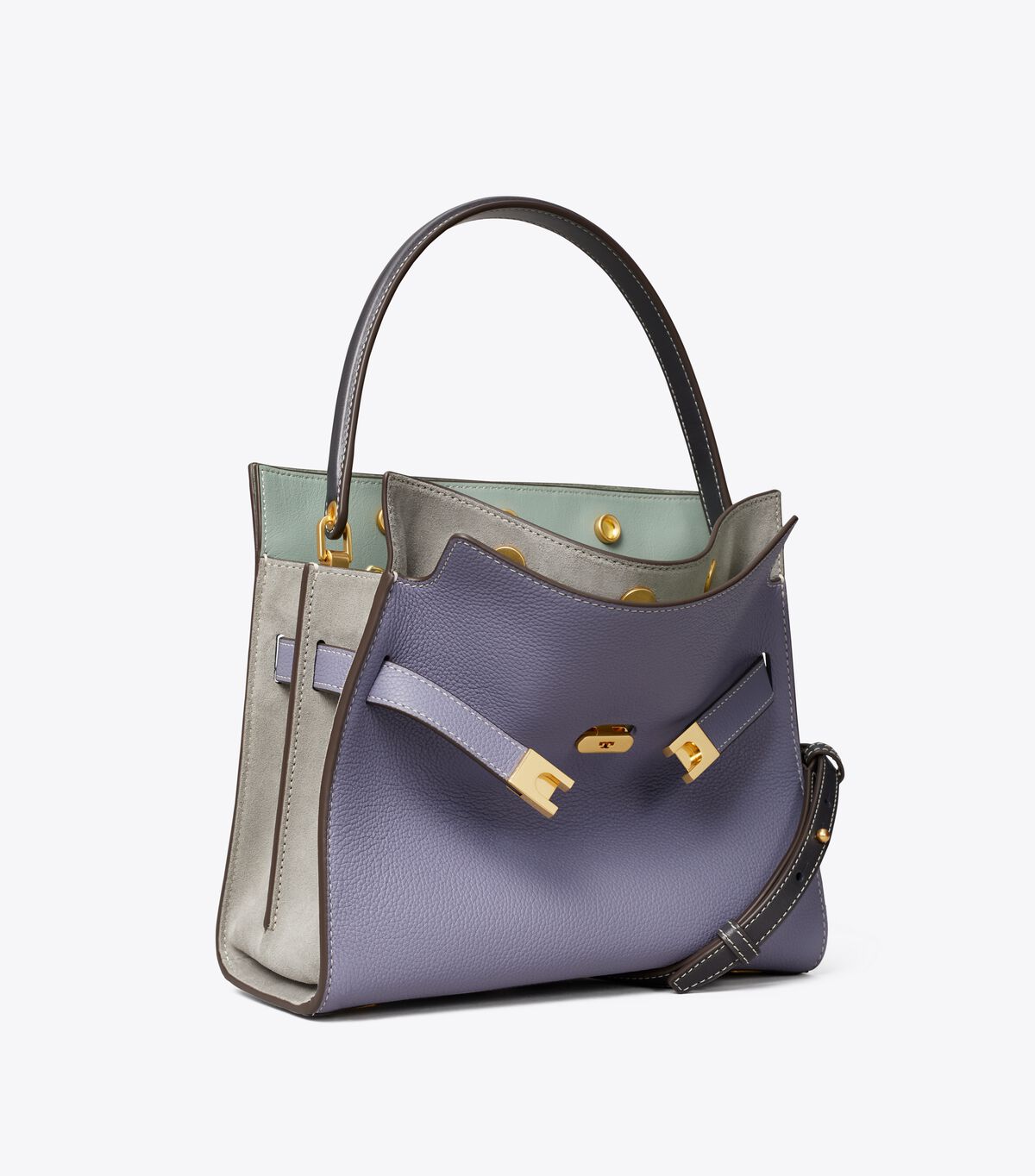 Tory Burch Light Purple Lee Radziwill Pebbled Small Satchel Bags