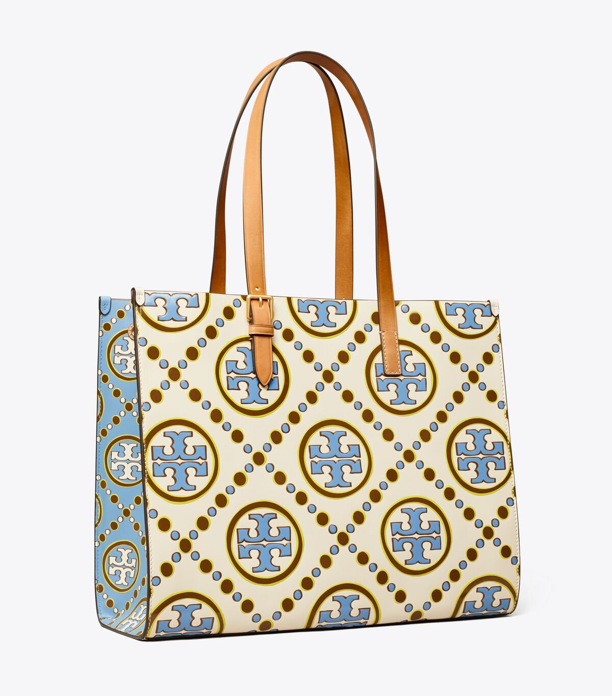Tory Burch White / Blue T Monogram Tote Bags