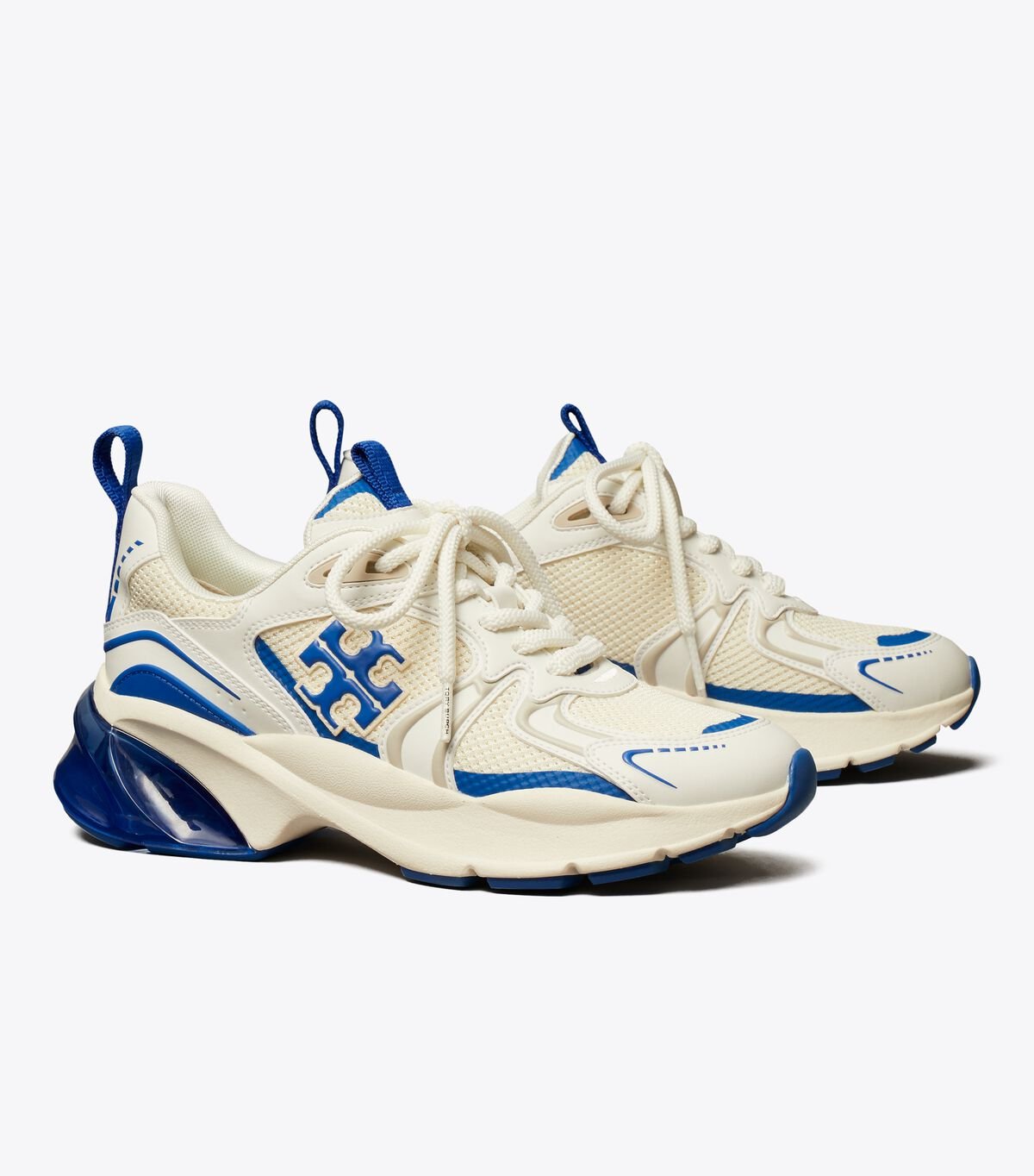 Tory Burch White / Blue Good Luck Tech Sneakers