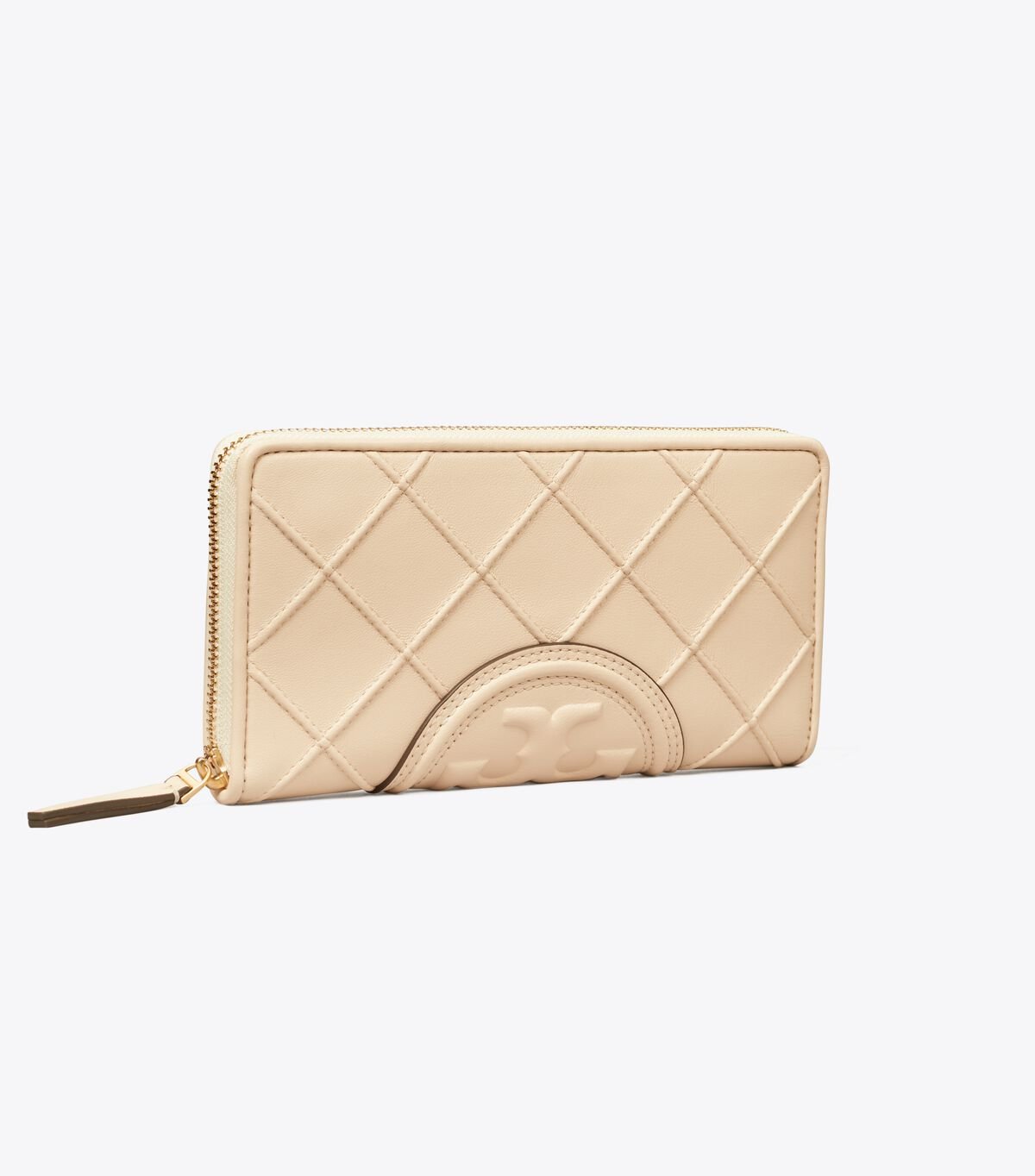 Tory Burch Cream Fleming Soft Zip Wallets