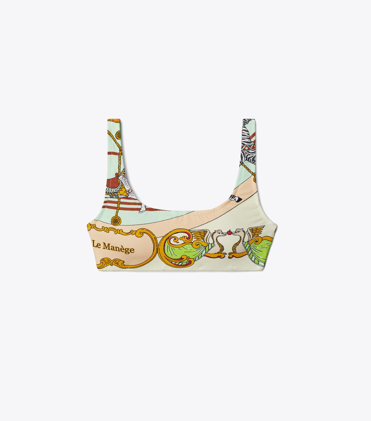 Tory Burch Cream Printed Scoop-back Bras