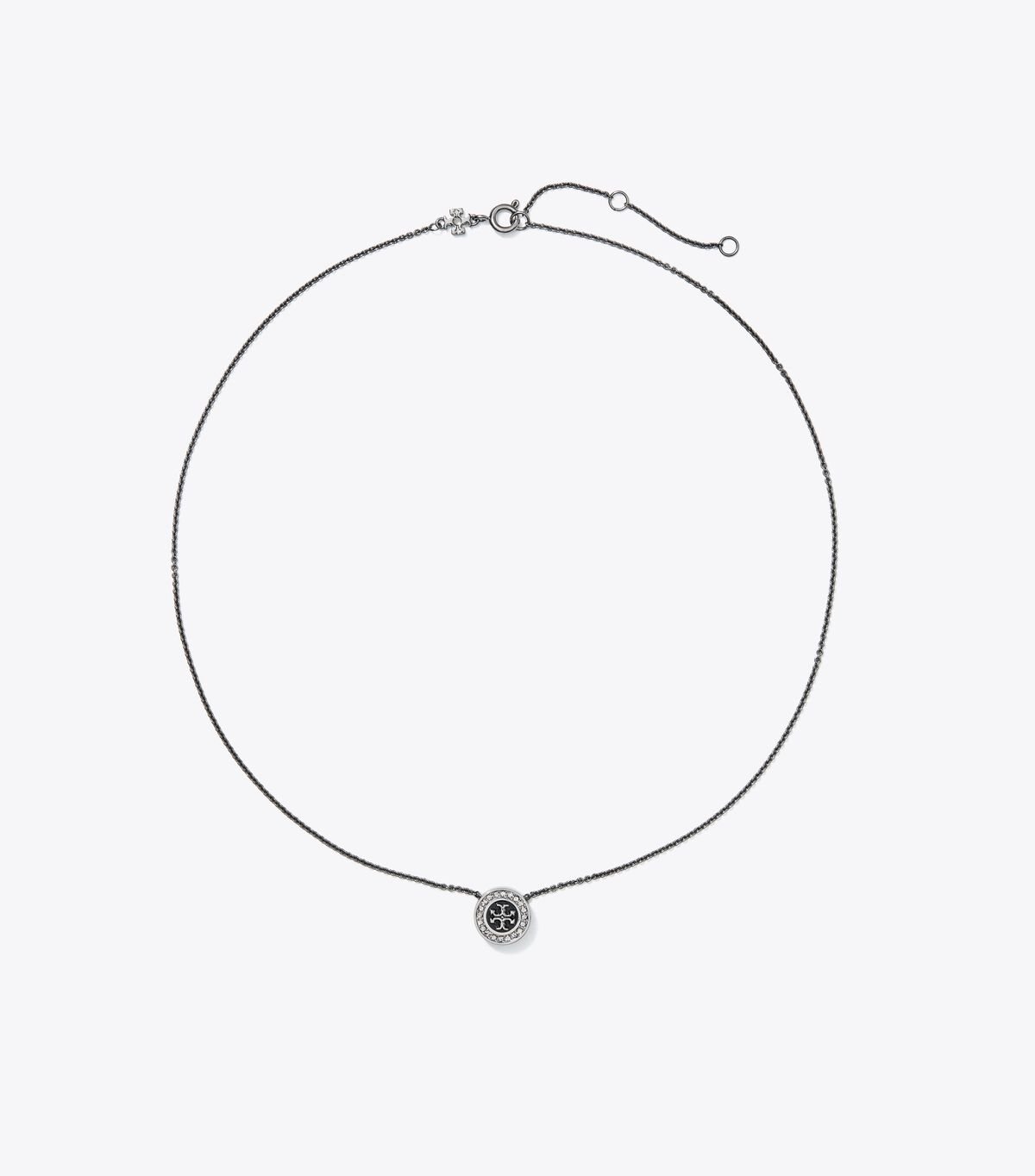 Tory Burch Black / Multicolor Kira Enamel Pavé Pendant Necklace