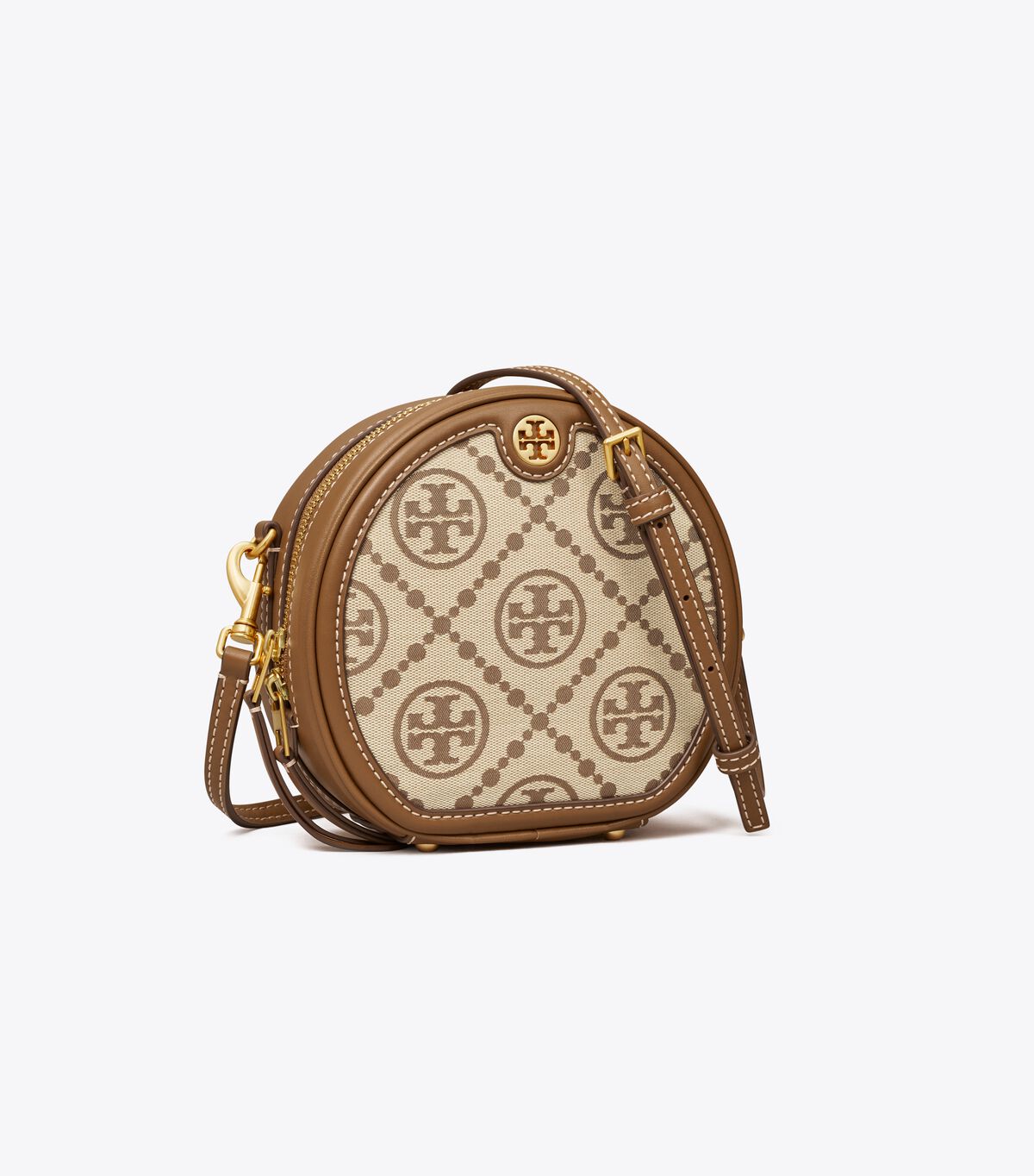 Tory Burch Brown T Monogram Jacquard Moon Crossbody Bags