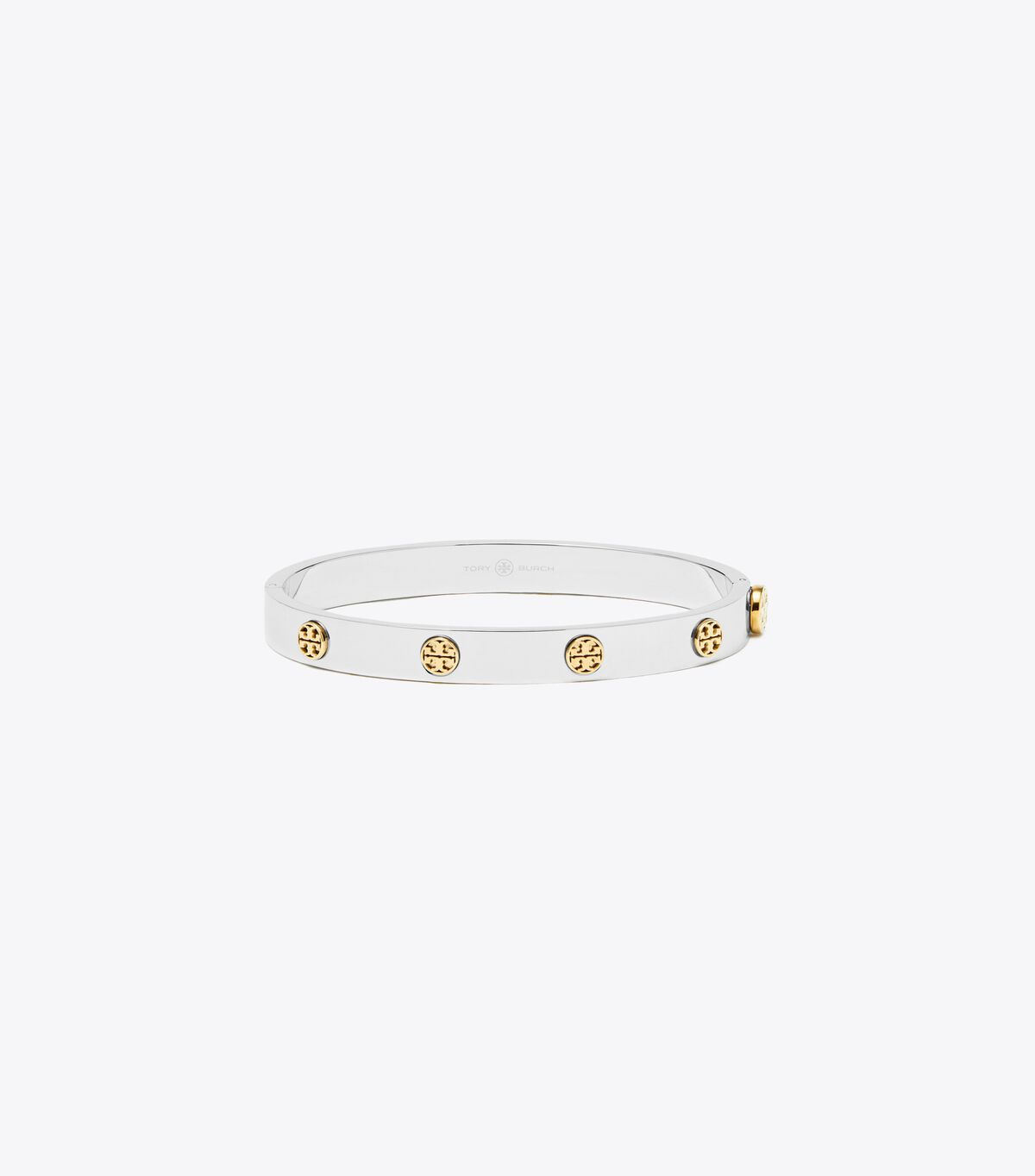 Tory Burch Silver / Gold Miller Stud Hinge 7mm Bracelet