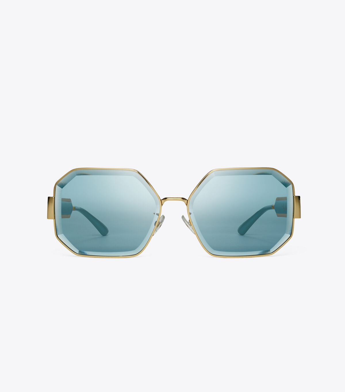 Tory Burch Gold / AZURE Kira Faceted Geometric Sunglasses