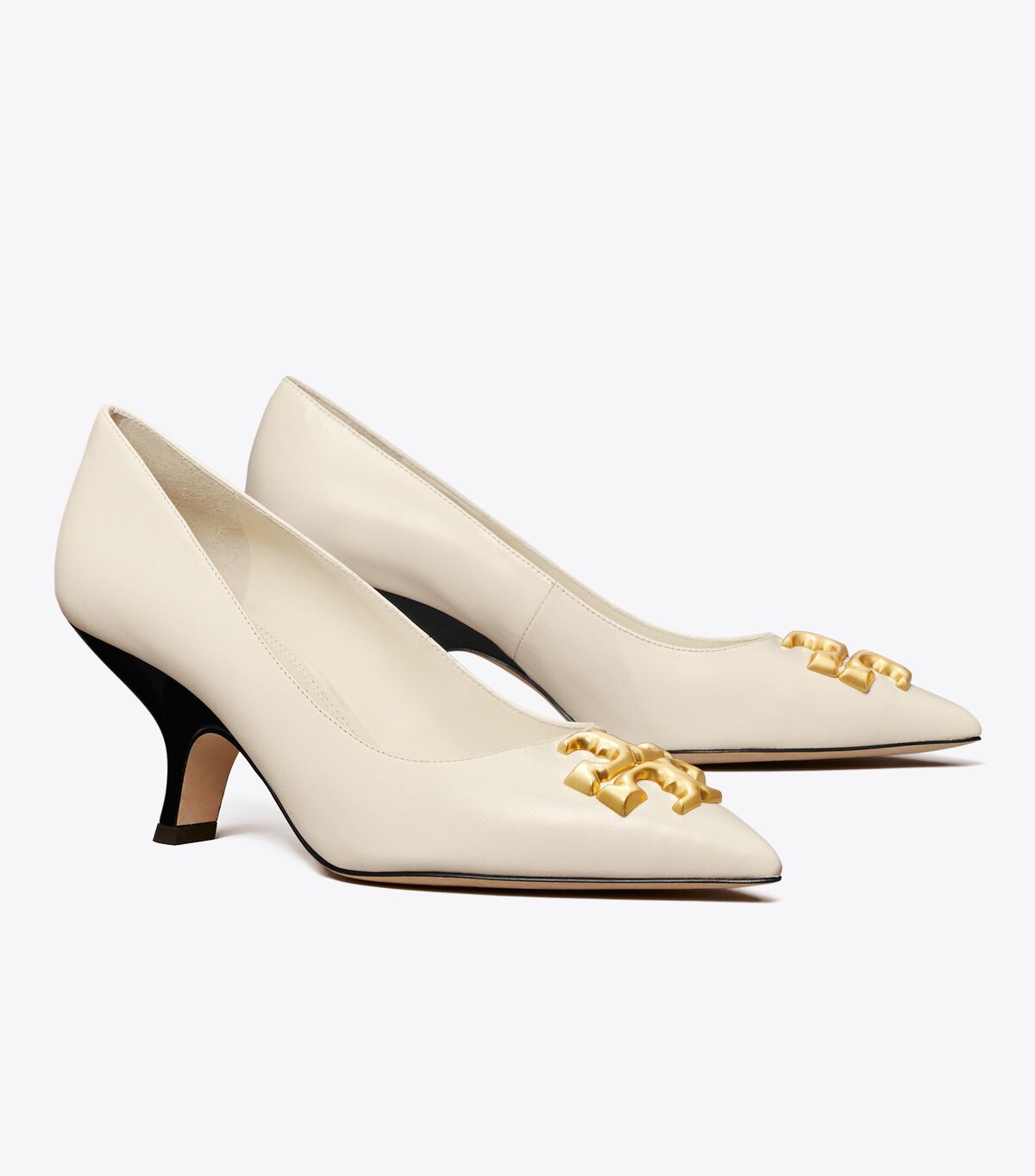 Tory Burch White Eleanor Angled Heels