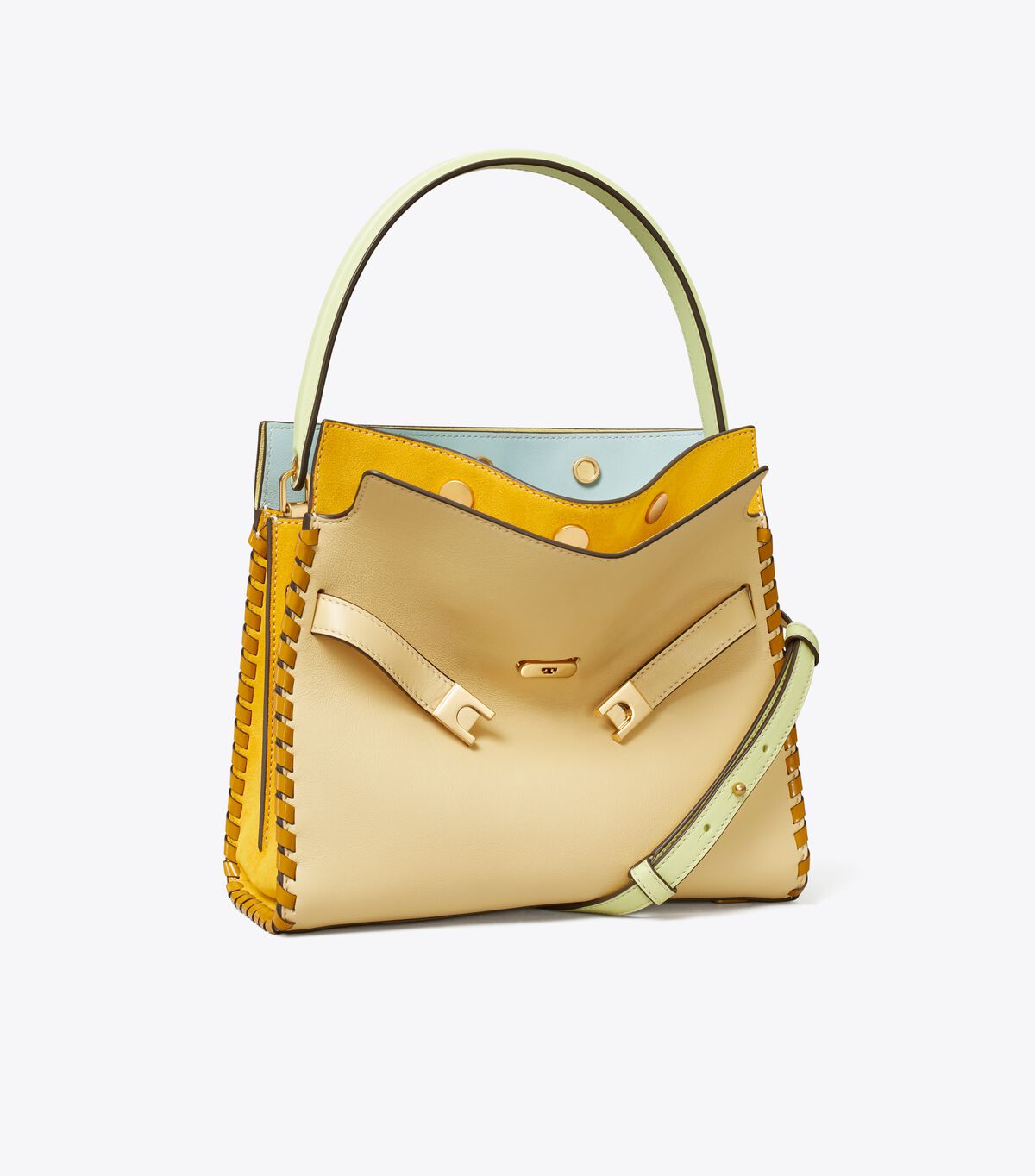 Tory Burch Beige Small Lee Radziwill Whipstitch Crossbody Bags