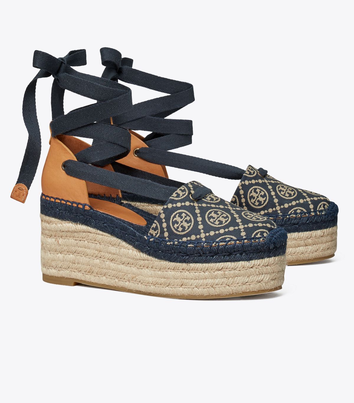 Tory Burch Navy / Brown T Monogram Espadrille